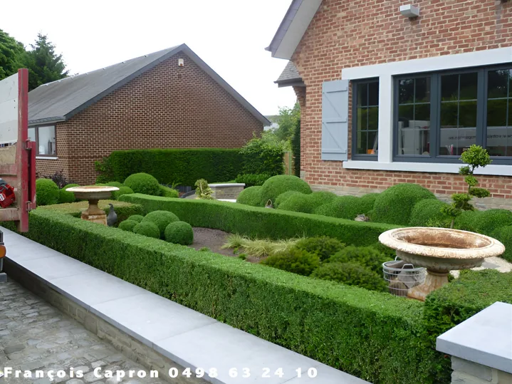 Haies taillées et allée de jardin